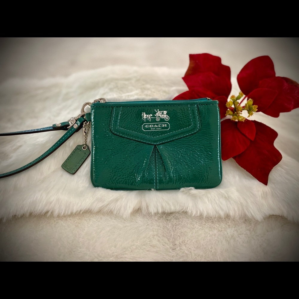 Coach Green Patent Leather Wristlet